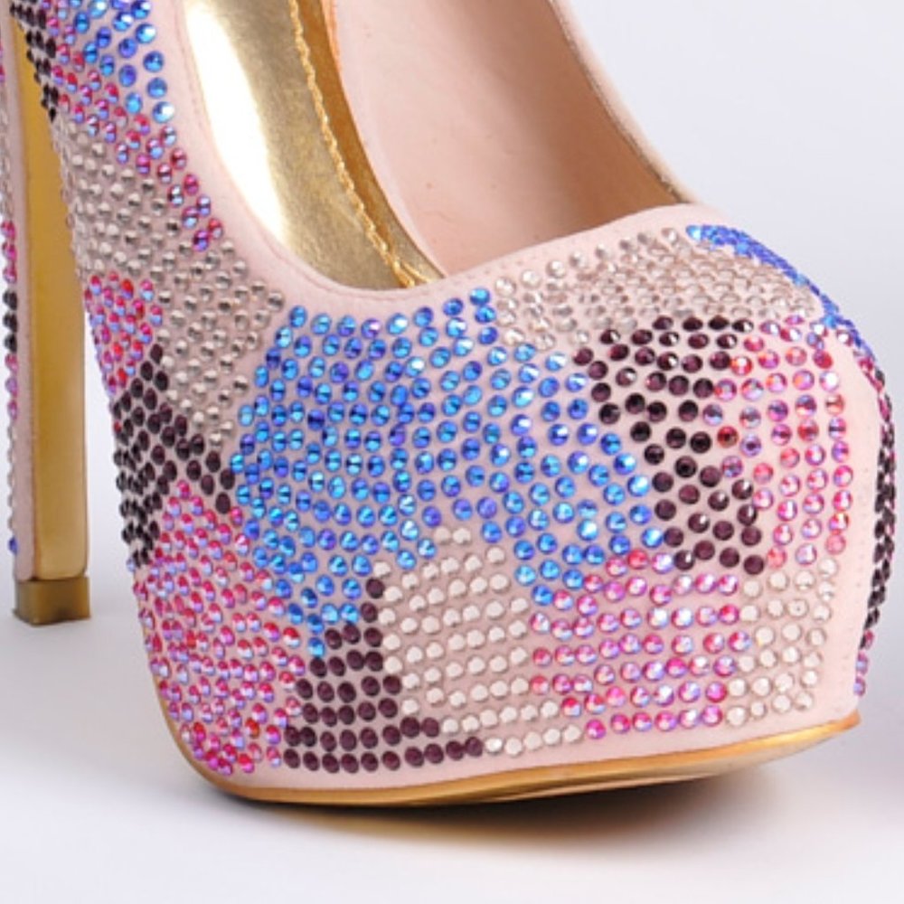 ALBA, Platform, Rhinestone, Multi Colored, High Heal, Size 6.5 - Picture 8 of 9